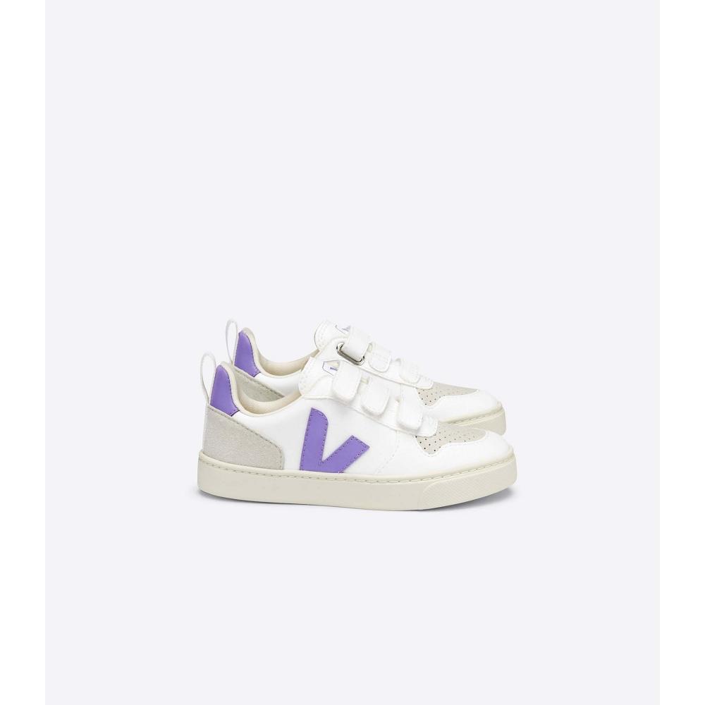 Veja V-10 CWL Kids\' Shoes White/Purple | CA 779FDN